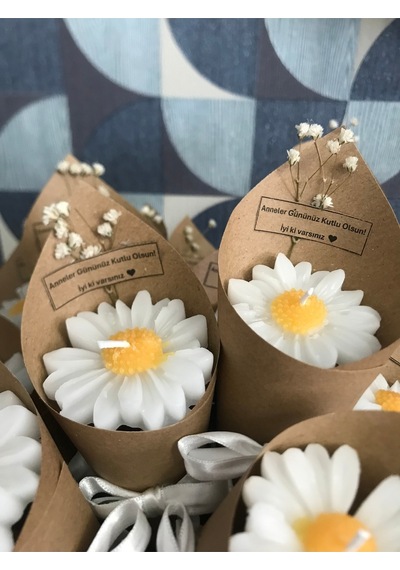 Bernami Mumluk Şamdanpinterest 15 Adet Papatya Kokulu Buket Mumler, Düğün, Nişan, Söz, Kadınlar Ve Anneler Günü Hediyesi Diğer