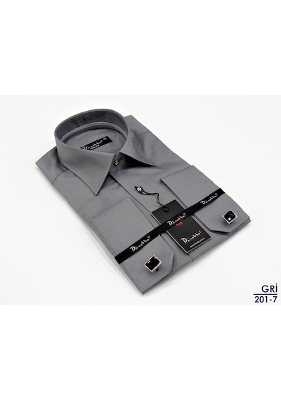 Dicotto Micro Kumaş Kol Düğmeli Slim Fit Düz Renk Erkek Gömlek Beyaz