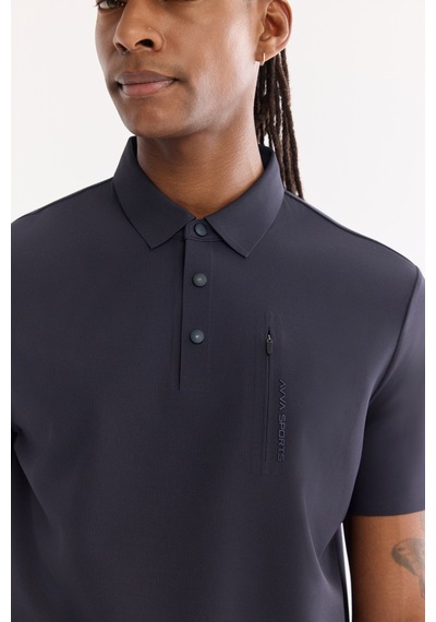 Avva Erkek Lacivert Kıvrılmaz Polo Yaka Kırışmaz Hızlı Kuruyan Teknik Kumaş Regular Fit T-shirt A61y1095