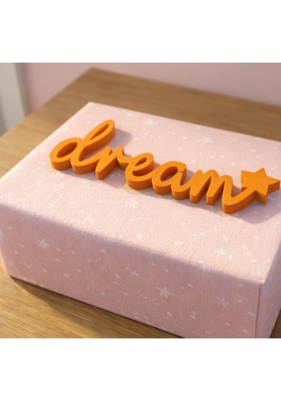 Dream Yazılı Yıldızlı Dekoratif Duvar & Raf Süsü Modern Masaüstü Dekor Turuncu