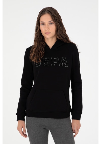 U.S. Polo Assn. Kadın Siyah Basic Kapüşonlu Sweatshirt 50296931-VR046