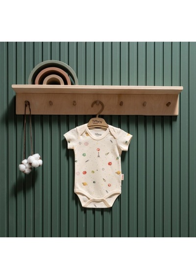 Baby Bebek Organik Space Theme Yarım Kol Badi Ekru 44008 Ekru