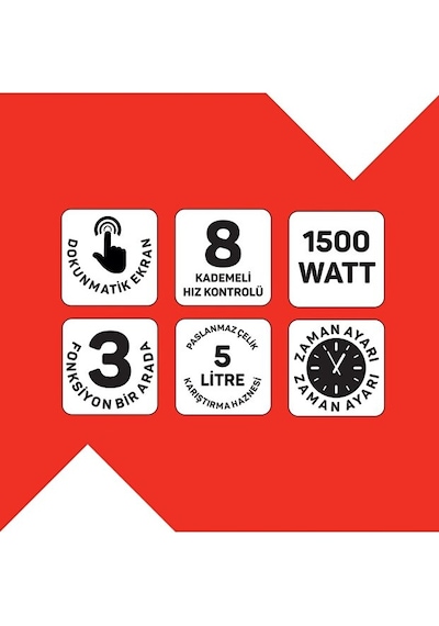 Arzum AR1186 Crust Mix Pro Stand Mikser 5L Kapasiteli 3 Farklı Aparat 1500W