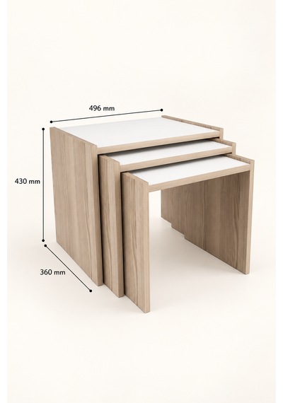 Vega 3'lü Zigon Sehpa 50 X 43 X 36 Cm - Cordoba Cordoba - Beyaz