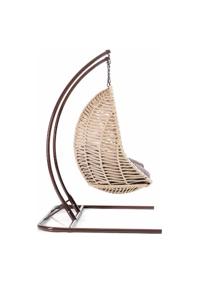 Decorfine Hamak Balina Model Çift Kişilik Rattan Salıncak Açik Kahve Krem