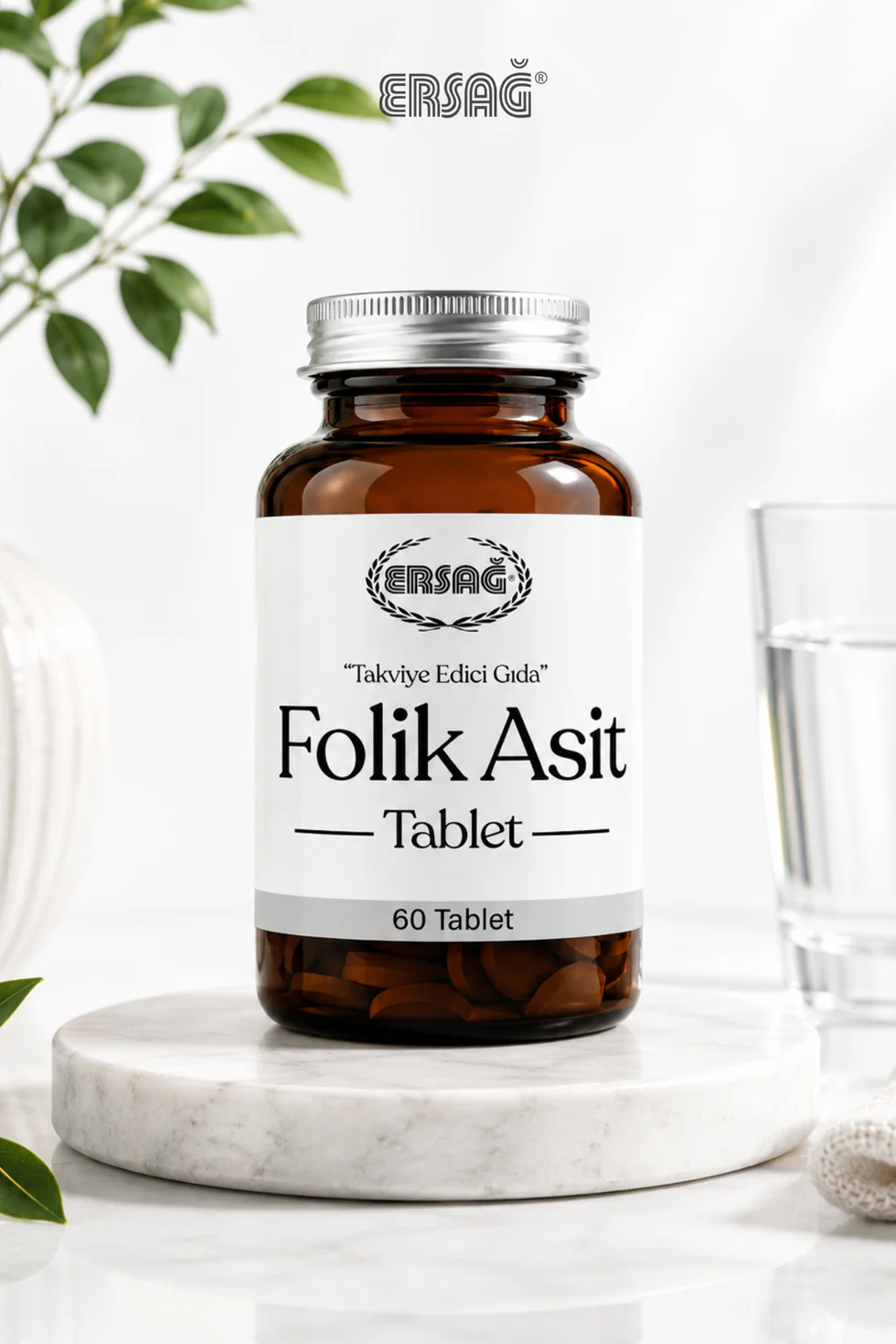 Ersağ Folik Asit C Vitamini Ve Biotin İçeren Takviye Edici Gıda 60 Tablet