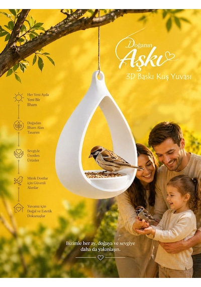 Modern Minimalist Kuş Evi Askılı Dekoratif Kuş Yemliği 3d Baskı Bahçe & Balkon İçin Kuş Yuvası