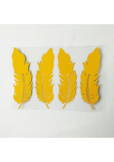 Sarı Renk Tüy Araba Sticker Yapıştırma 4 Adet