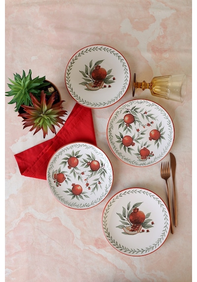 Kerramika Nar Ege Pasta Tabağı 20 Cm 4 Adet 23800-01 Çok Renkli
