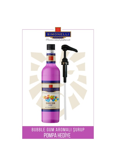 Simoenlli Kahve Şurubu Bubble Gum Aromalı 700 ML + Pompa Simonelli
