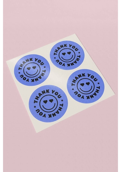Mavi Smiley Thank You Sticker 3x3cm St2329 Çok Renkli