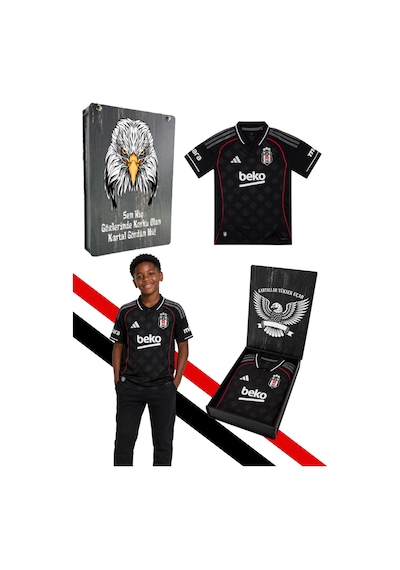 Lisanslı Adidas Beşiktaş Forma 25-26 Sezon Siyah Çocuk Forması Uv Kutu