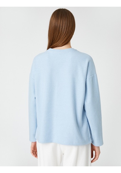 Koton Relax Fit Sweatshirt Uzun Kollu Mavi 3sak30009ek Mavi