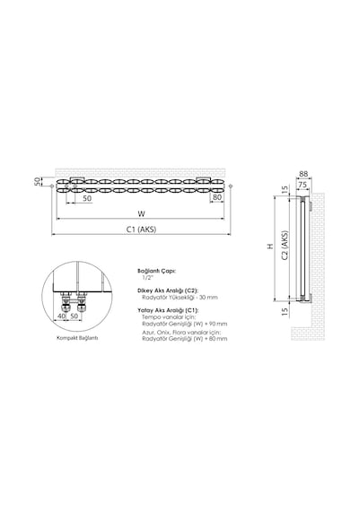 1800mm X 555mm Lilac Yüksek Isı Kapasiteli Dekoratif Dikey Alüminyum Radyatör Antrasit