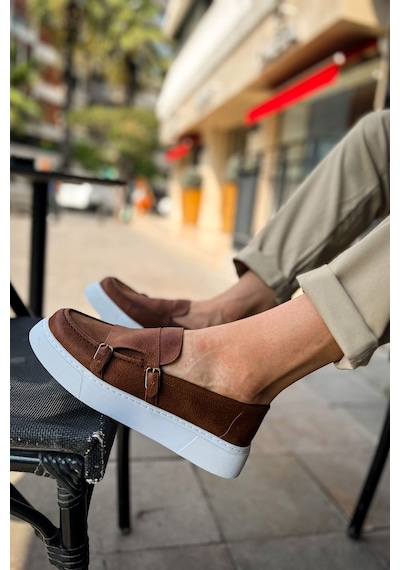 Roof Atelier Erkek Taba Kemer Tokalı Loafer Ayakkabı - 417 - Cbt Mancini Taba