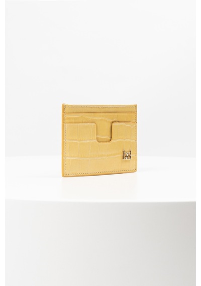 Bayderi Owpi Kroko Deri Minimal Unisex Kartlık Sarı