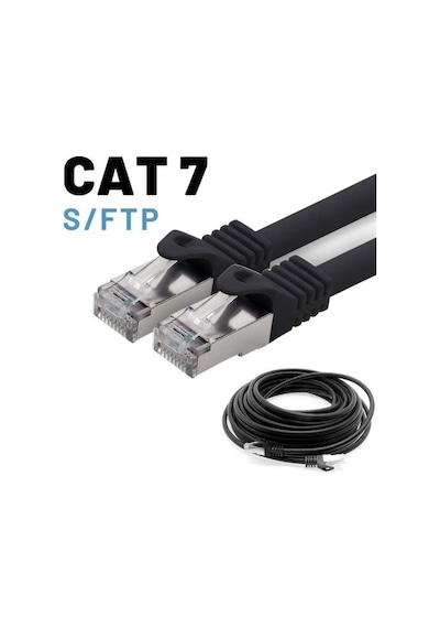 Irenis CAT7 Kablo S/FTP Ethernet Network LAN Ağ Kablosu 15 M Siyah 5'li
