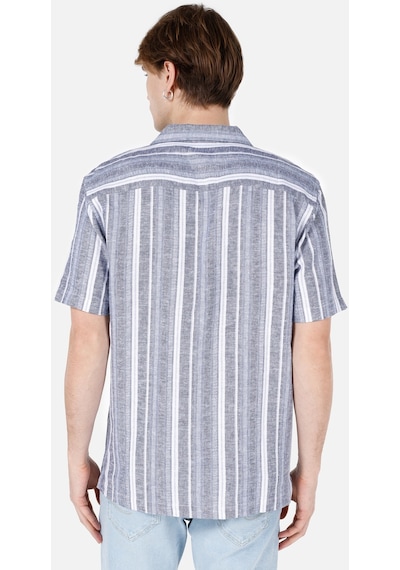 Colin's Colins Normal Kesim Shirt Yaka Çizgili Mavi Erkek Kısa Kol Gömlek Cl1069252 Cl1069252 Q1.v1 Inv İndigo