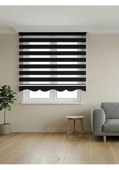 Bbb Pliseli Siyah Stor Zebra Perde Mz486 Siyah
