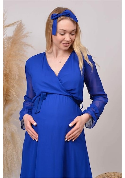 Dip Moda Kadın Beyaz Baby Shower Şifon Hamile Elbise Dphml003 Saks