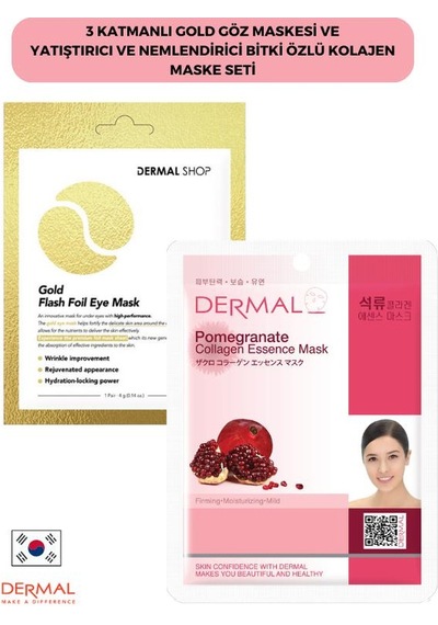 Dermal 3 Katmanlı Gold Göz Maskesi + Nar Özlü Kolajen Maske