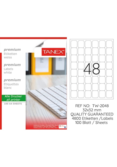 Tanex Tw-2048 32X32MM Laser Etiket 100 Adet