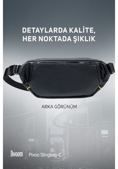 Divoom Pixoo Slingbag-c Siyah Ledli Ekran App lü Bel Çantası-cross Body, Çapraz Çanta Siyah