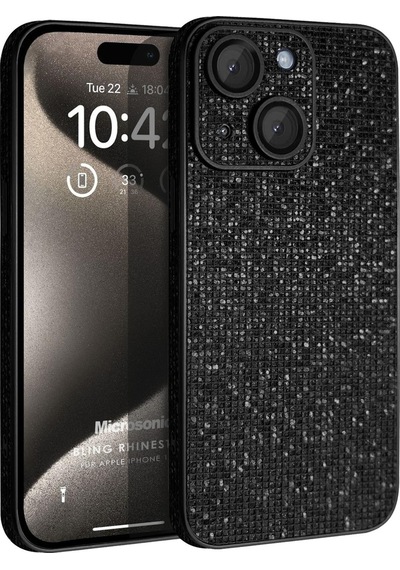 Microsonic Apple Uyumlu iPhone 15 Kılıf Bling Rhinestones