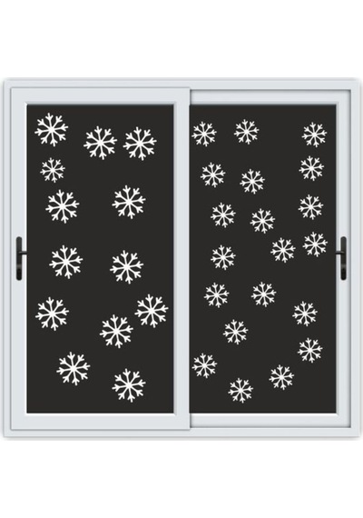 Kar Taneleri Sticker Etiket - Yılbaşı Temalı - Cam, Kapı Duvar, Pencere 6x6 Cm 48'li Diğer