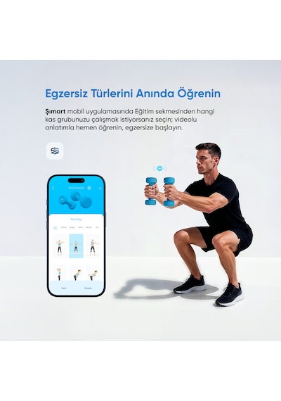 Şımart Akıllı Dambıl 2x1 Kg Uygulama Destekli, Sesli Yönlendirmeli, Lcd Ekranlı