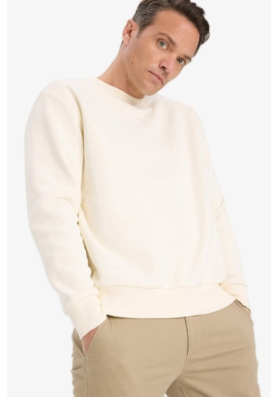 Defacto Relax Fit Bisiklet Yaka Kalın İçi Yumuşak Tüylü Basic Düz Sweatshirt T5139az25auer140 Ekru