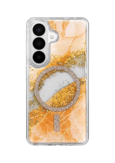 Onegif Samsung Uyumlu Galaxy S26 Lotus Simli Magsafe Kapak - Turuncu