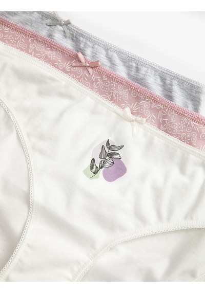 Koton Pamuklu Külot Brief 3'lü Baskılı Kurdele Detaylı Pembe Desenli 3slk30022mk 3SLK30022MK01F Pembe Koton Pamuklu Külot Brief 3'lü Baskılı Kurdele Detaylı Pembe Desenli 3slk30022mk 3SLK30022MK01F Pembe