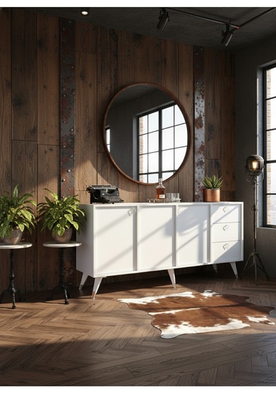 Resital Konsol - Sk2001-1 - Silver Modern 180 Cm Çekmeceli Ve Kapaklı Salon Konsolu - Büfe Beyaz Resital Konsol - Sk2001-1 - Silver Modern 180 Cm Çekmeceli Ve Kapaklı Salon Konsolu - Büfe Beyaz