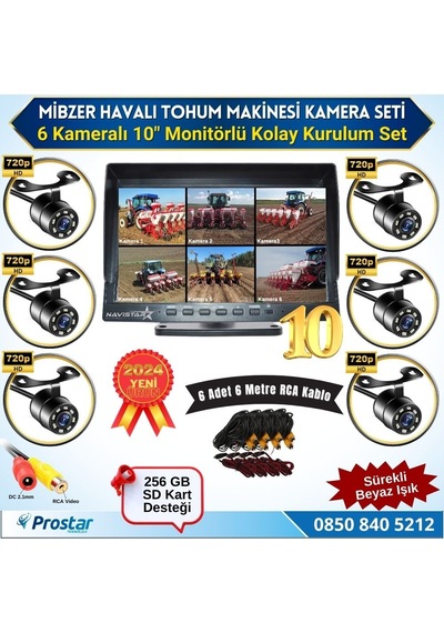6 Kameralı Mibzer İçin 10 İnç Monitör Altıya Bölen Kayıtlı 256 Gb Sd Kart Destekli