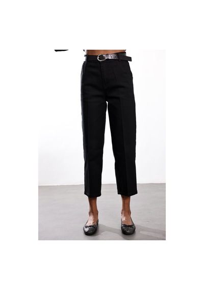 5in1Canpolat Siyah Yüksek Bel Tensel Baggy Jean 3001 Siyah