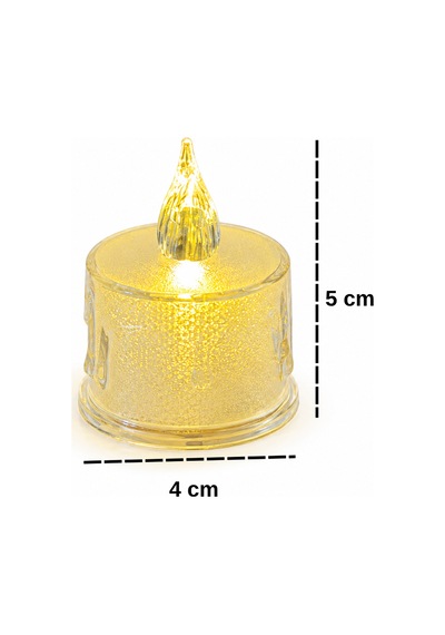 Led Dekoratif Mum Sarı Işık Alev Efektli Tealight Gece Lambası Tekli Beyaz