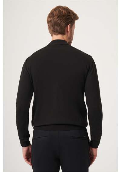 İmza Siyah Balıkçı Yaka Uzun Kol Örme Comfort Fit Pamuklu Kazak 1012265001