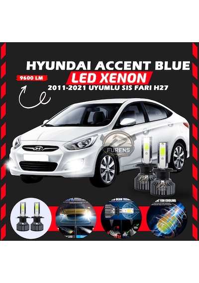 Hyundai Accent Blue 2011-2021 Sis Farı Uyumlu Şimşek Etkilii Led Xenon Pro Seriess H27