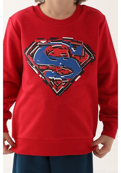 SuperMan L1623-3 Çocuk  Kırmızı Eşofman Takımı