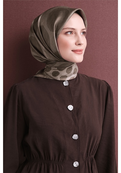Armine Tivil Saf İpek Eşarp 9637 01 Vizon Puantiye Desen