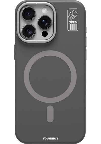 Apple Uyumlu iPhone 15 Pro Kılıf Magsafe Şarj Özellikli Kamera Standlı Silikon Youngkit Bitty Cream Kapak Siyah