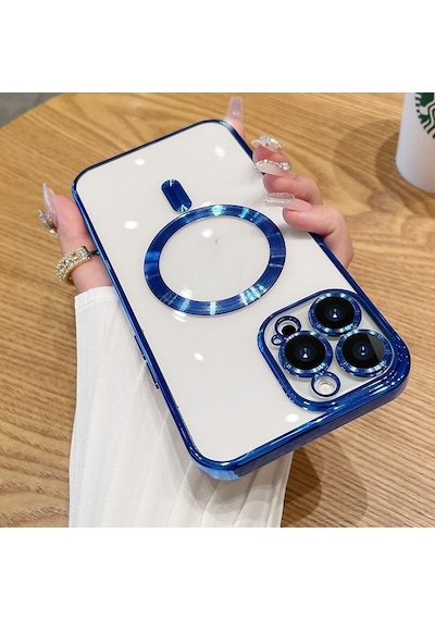 Apple Uyumlu iPhone 15 Pro Kılıf Magsafe Kamera Lensli Korumalı Şeffaf Silikon Kapak