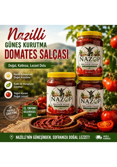 Nazop Domates Salçası Nazilli Güneş Kurutma 1 Kg.