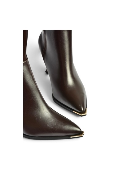 Fox Shoes Z518083809 Kahverengi Kalın Kadeh Topuklu Kadın Çizme