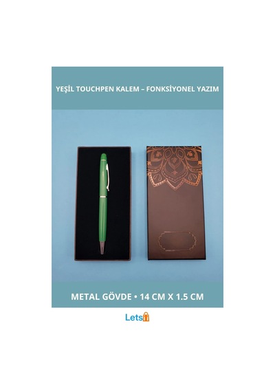 Mandala Desenli Yeşil Touchpen Tükenmez Kalem Şık Hediye Kutulu Çok Renkli