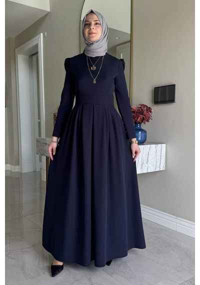 Rabia Şamlı Rose Elbise Lacivert Normal