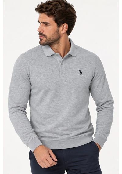 V9007 Dewberry Erkek Sweatshırt-düz Gri