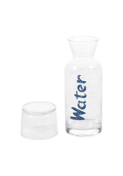 Kırmızı Yazılı 650 Ml'lik Baş Ucu Pratik Kullanım Borosilikat Bardak Ve Şişe - Mavi