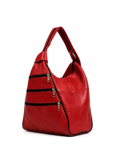 Levano Leather %100 Hakiki İtalyan Kuzu Derisi Kadın Sırt Çantası Kırmızı